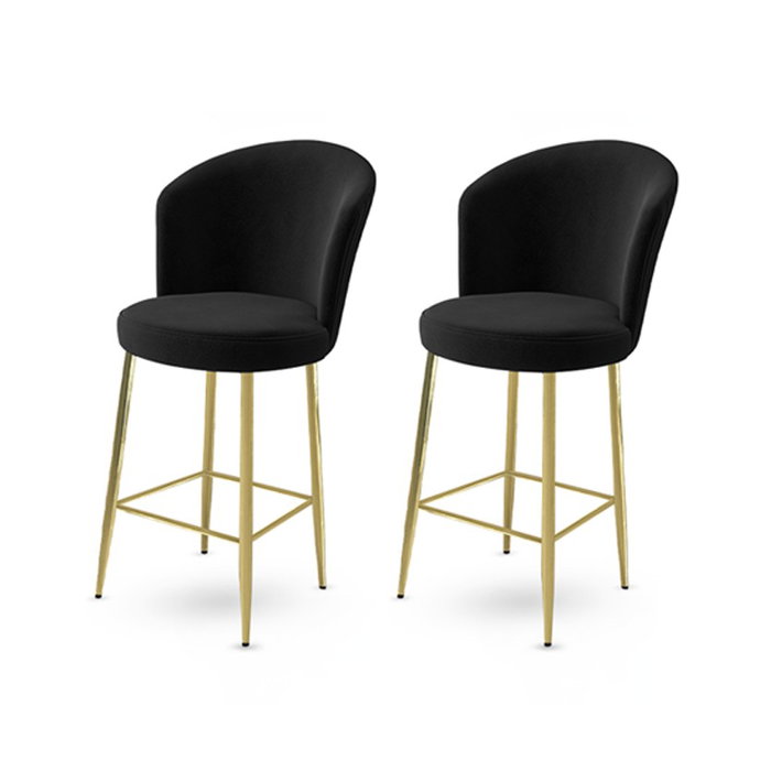 Hanah Home Juego de 2 Taburetes de Bar Negro y Dorado Hanah Home Juego de 2 Taburetes de Bar Negro y Dorado